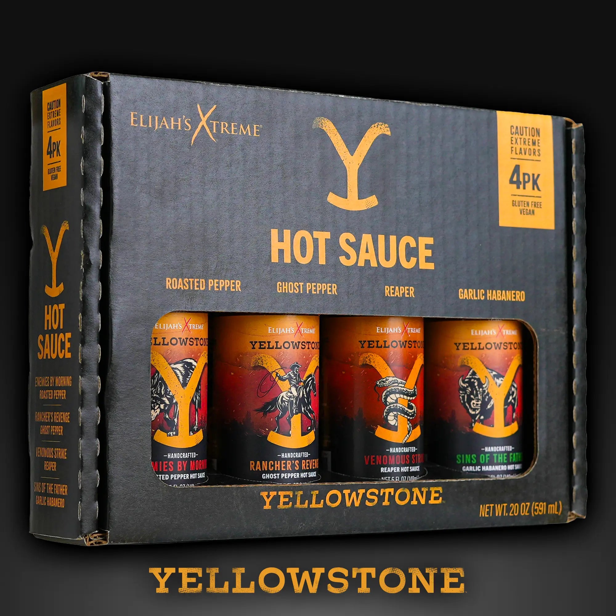 Yellowstone Hot Sauce Variety Pack 4 Bottles