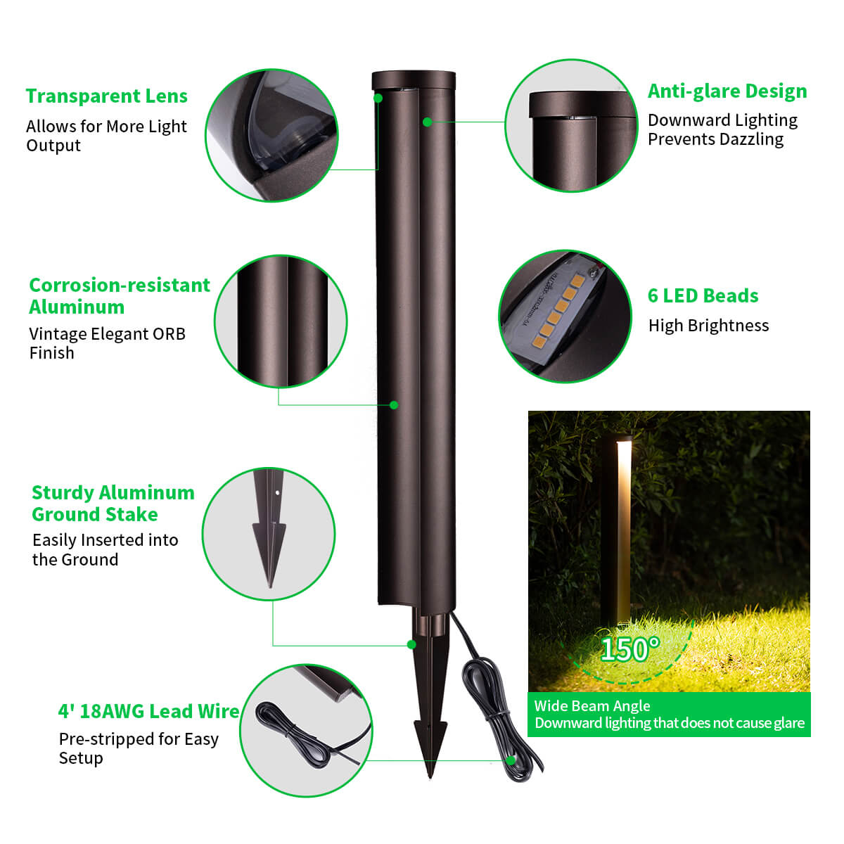 Path Lights Aluminum Outdoor Backyard Patio Sidewalk Lights