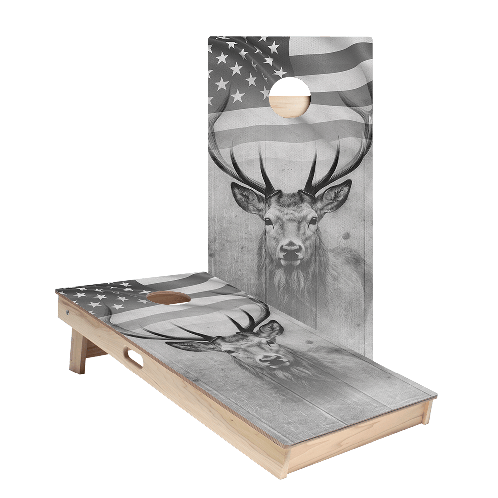 American Flag Antlers Star Cornhole Boards