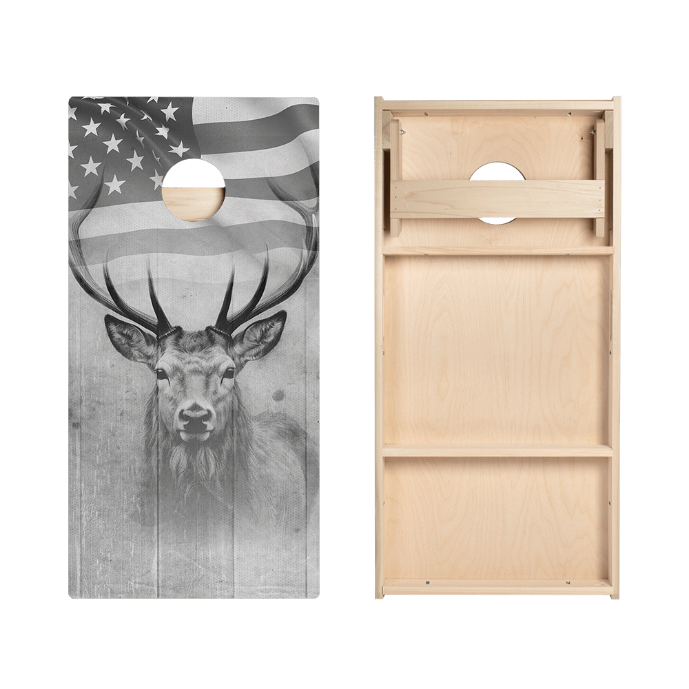American Flag Antlers Star Cornhole Boards