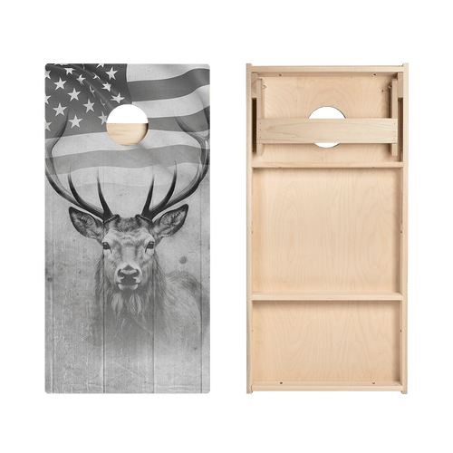 American Flag Antlers Star Cornhole Boards