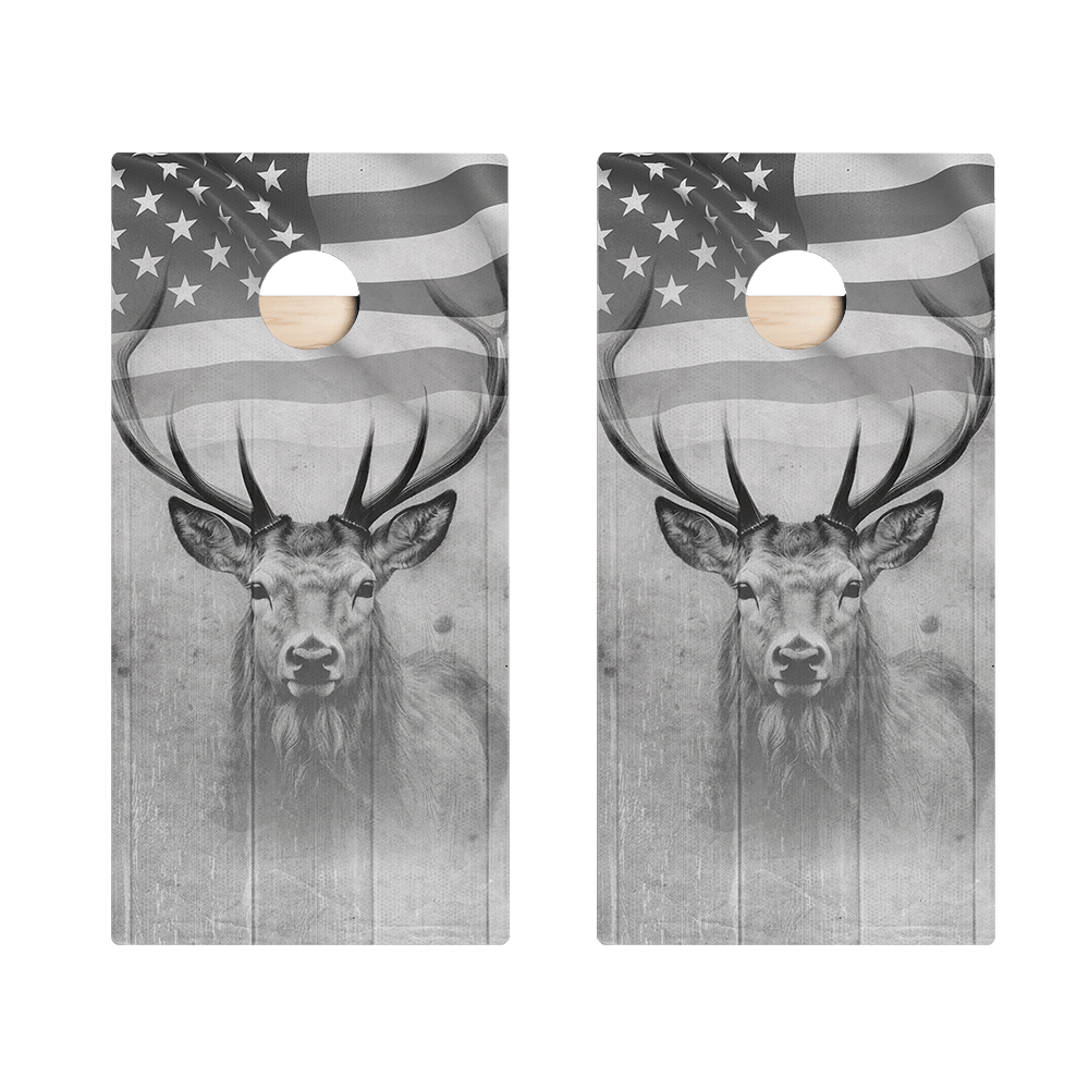 American Flag Antlers Star Cornhole Boards