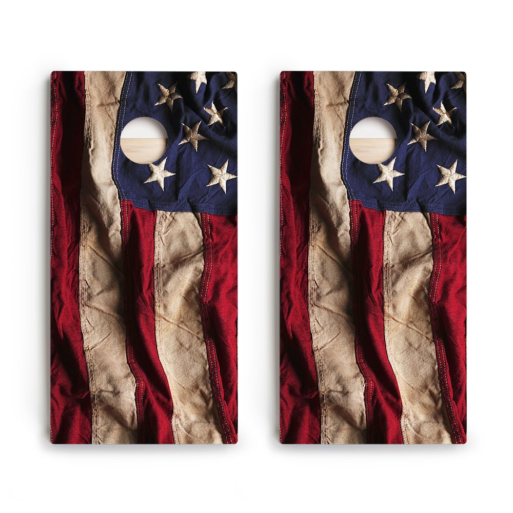 American Flag Cloth Star Cornhole Boards