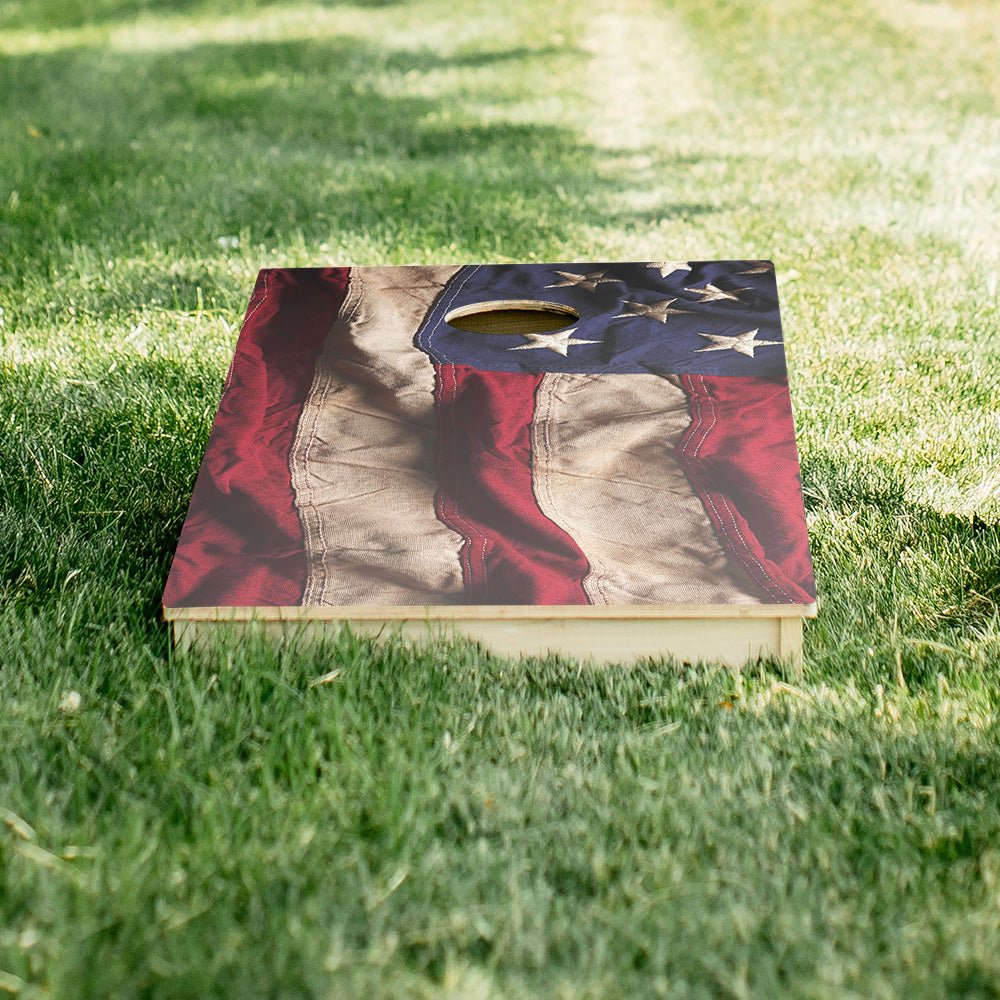 American Flag Cloth Star Cornhole Boards