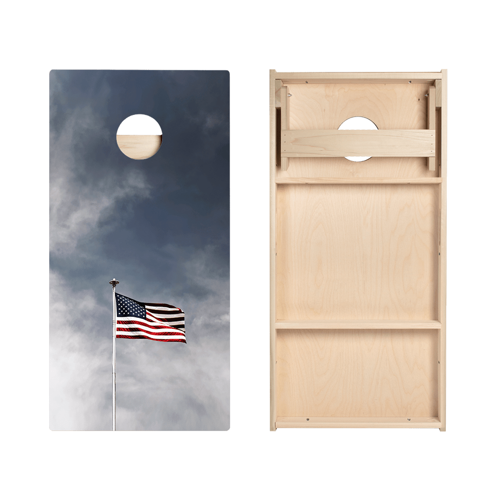 American Flag Pole Star Cornhole Boards
