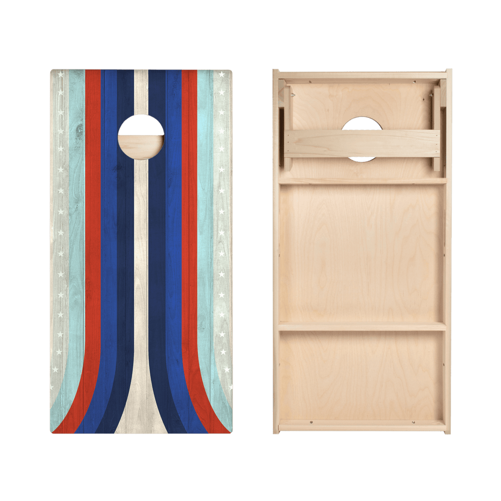 American Moto Curved Stripes Star Cornhole Boards