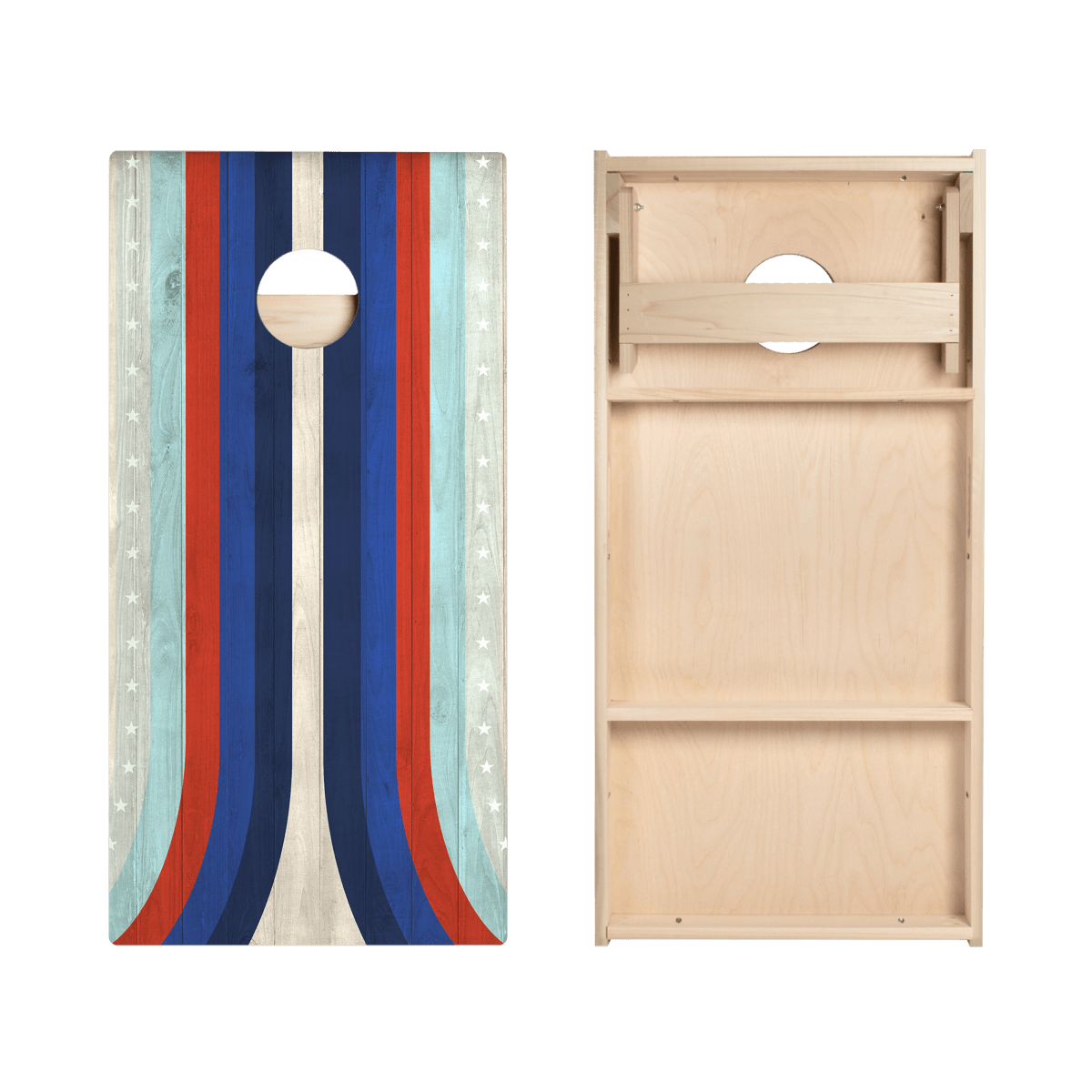 American Moto Curved Stripes Star Cornhole Boards
