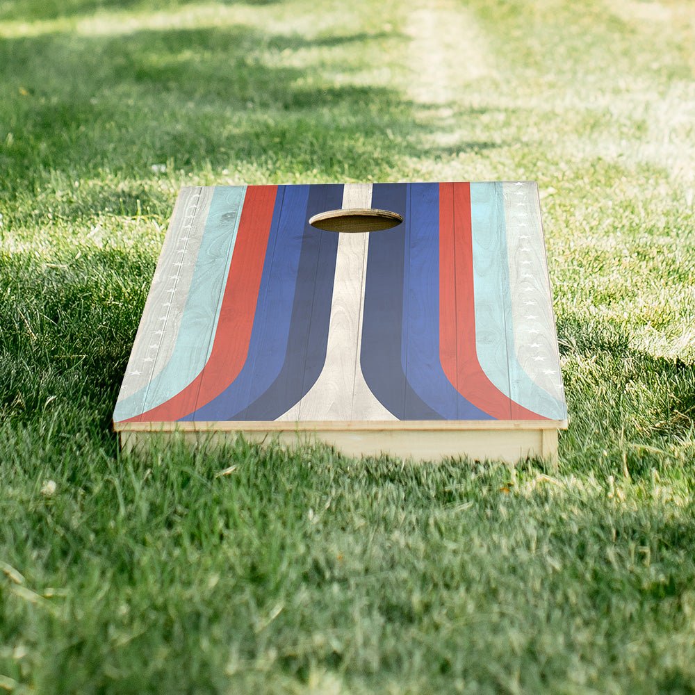 American Moto Curved Stripes Star Cornhole Boards