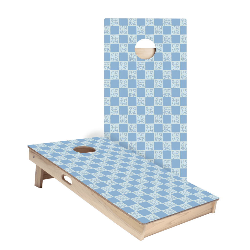 Beachy Blue Grid Star Cornhole Boards