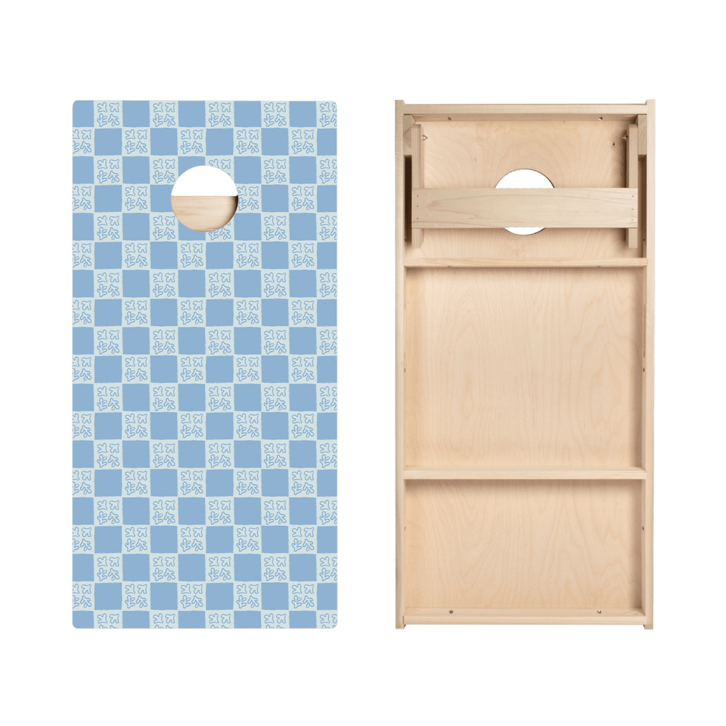 Beachy Blue Grid Star Cornhole Boards