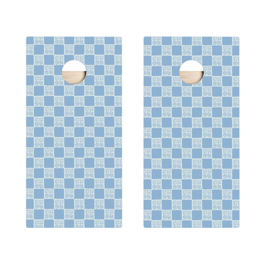 Beachy Blue Grid Star Cornhole Boards
