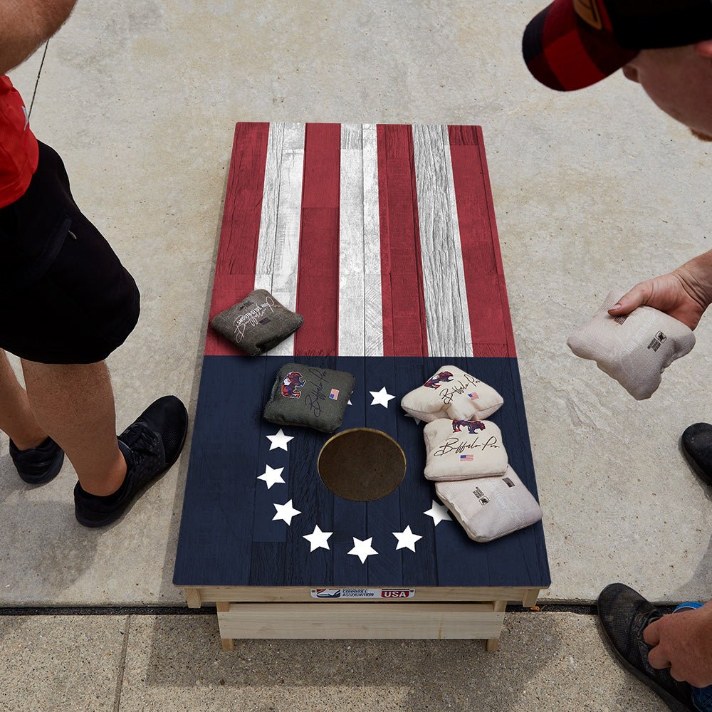 Betsy Ross Flag Star Cornhole Boards