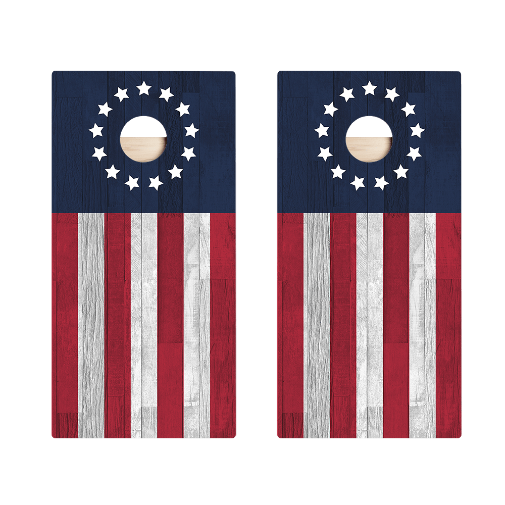 Betsy Ross Flag Star Cornhole Boards