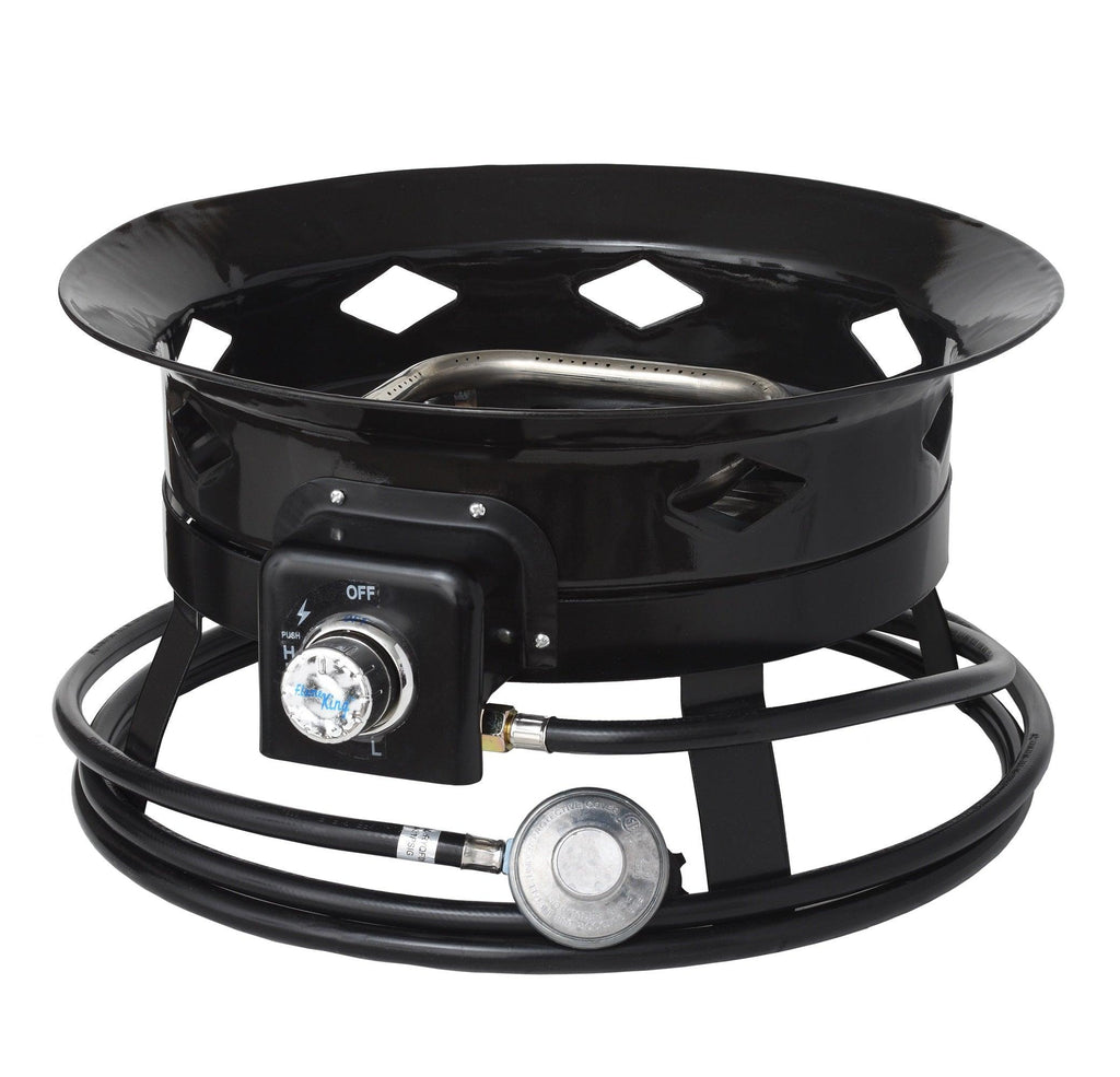 Flame King Outdoor Portable Propane Gas 19″ Fire Pit Bowl with Self Igniter Cover Carry Straps