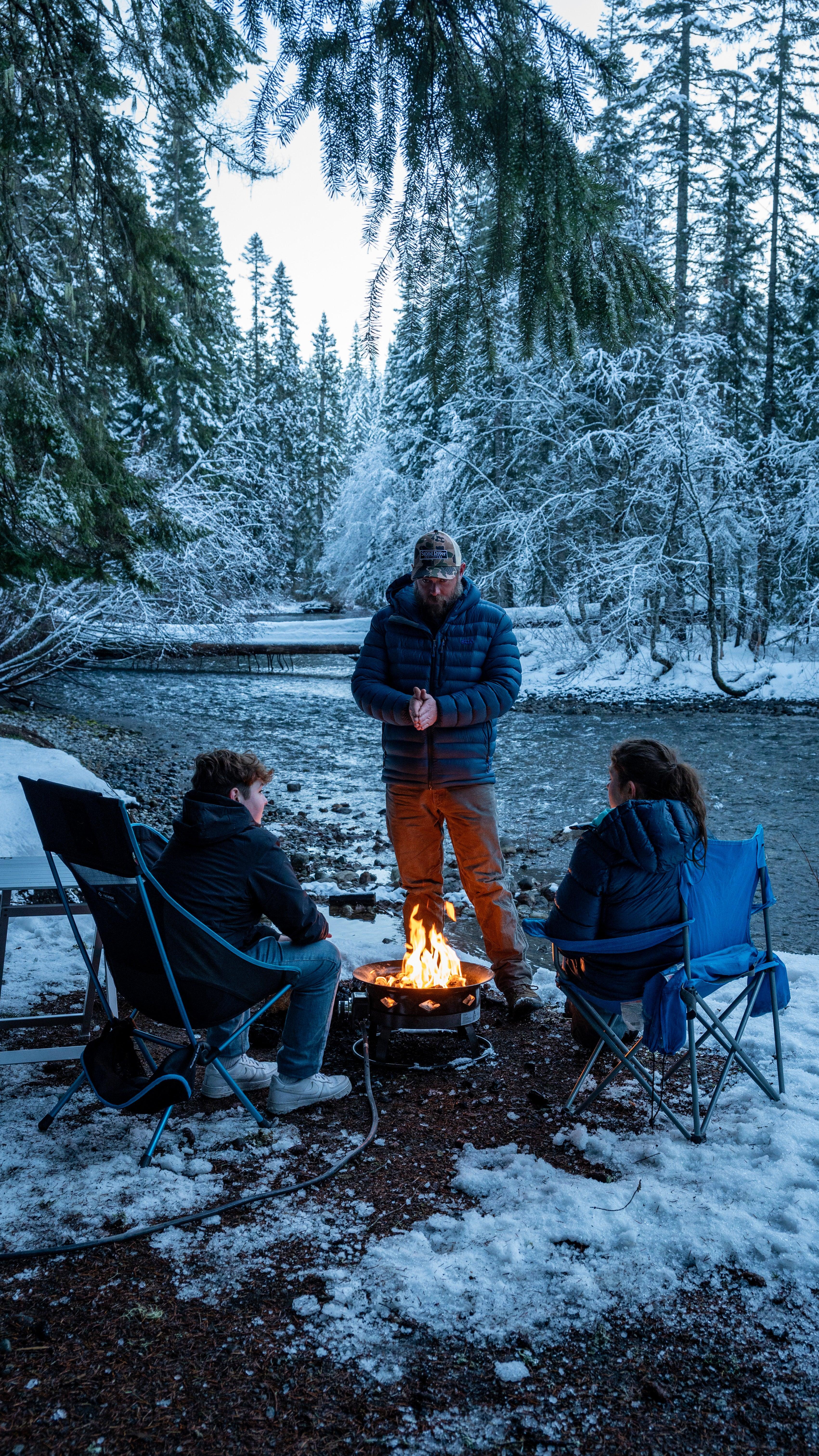 Flame King Outdoor Portable Propane Gas 24" Fire Pit Bowl with Self Igniter Cover Carry Straps