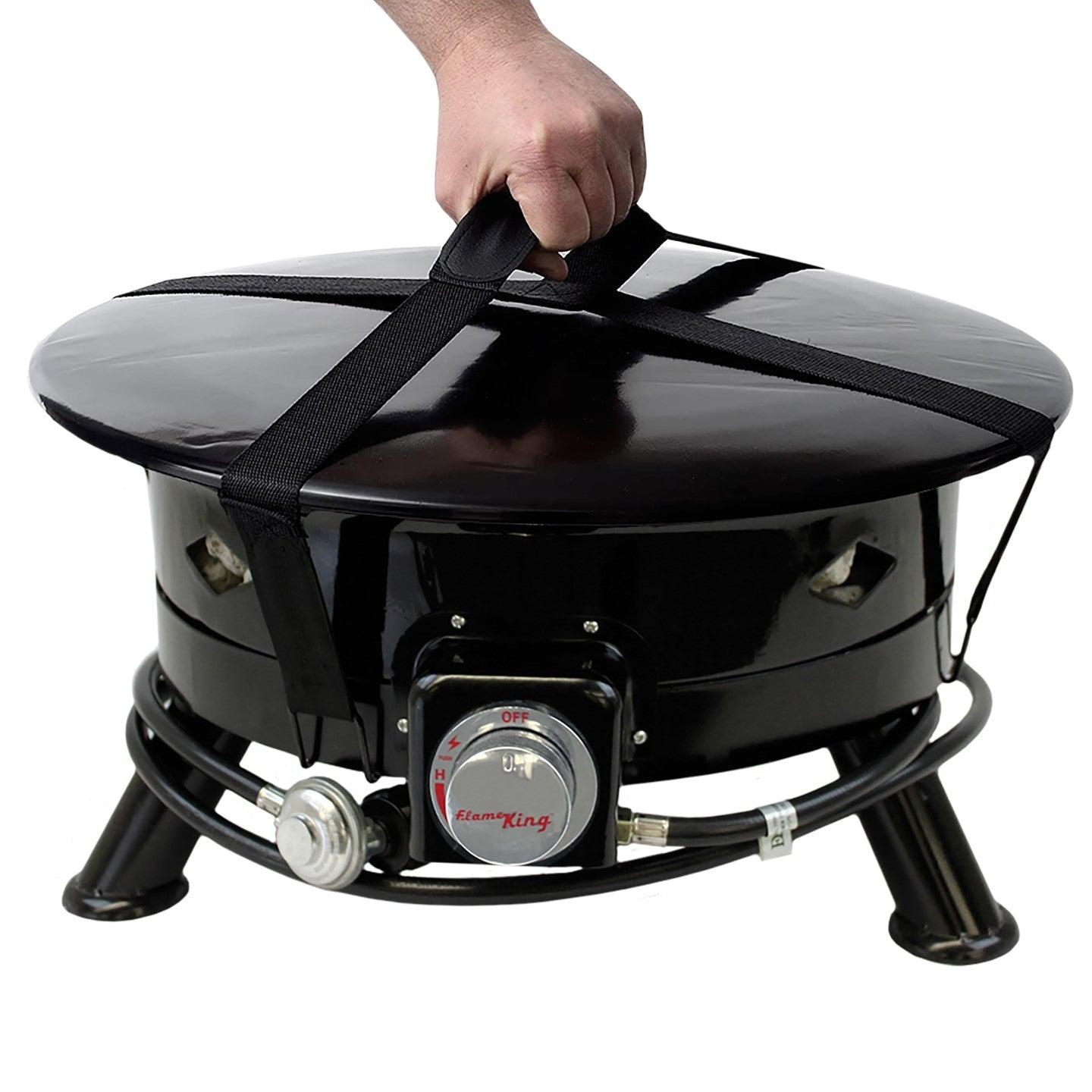 Flame King Outdoor Portable Propane Gas 24" Fire Pit Bowl with Self Igniter Cover Carry Straps