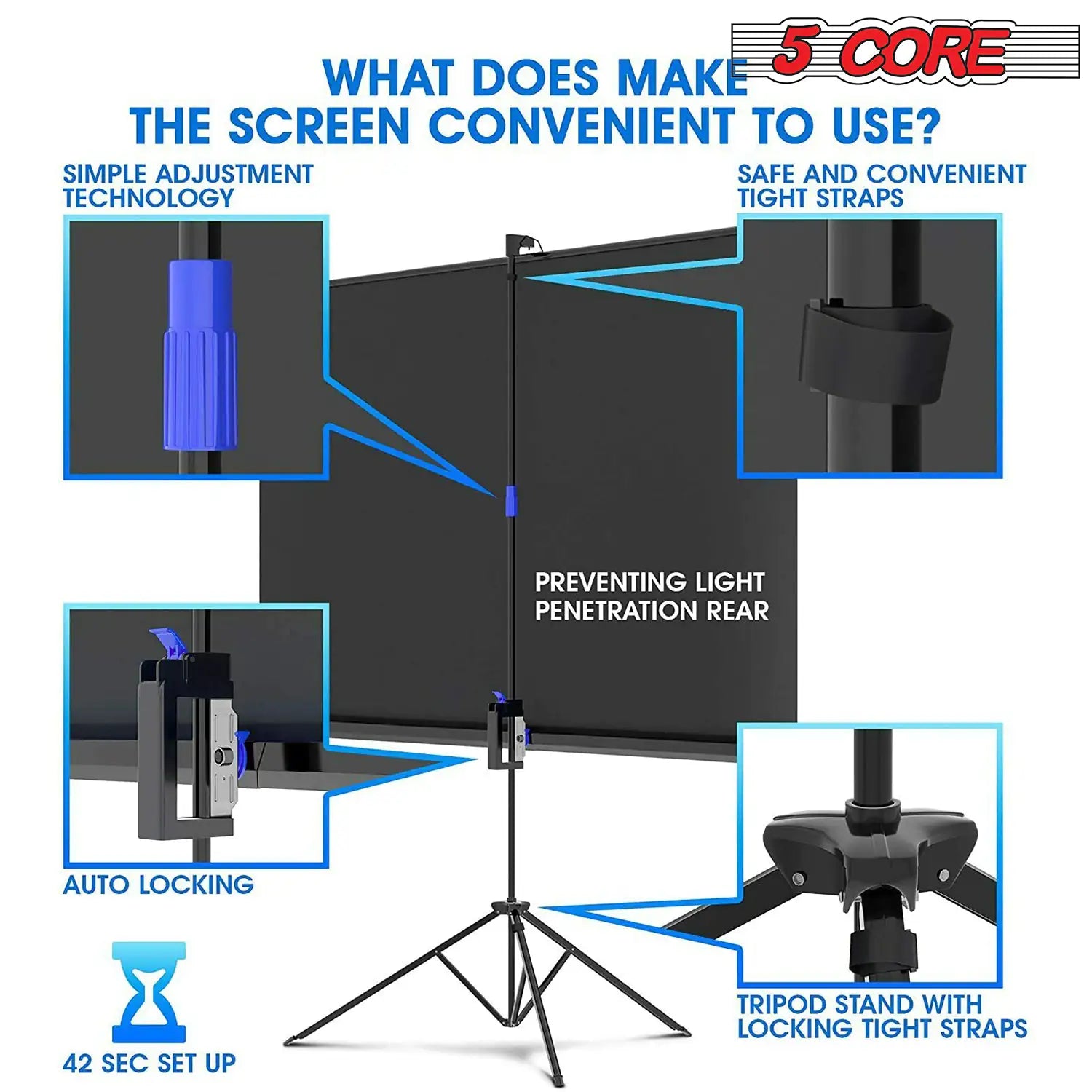 72" Projector Screen with Tripod Stand