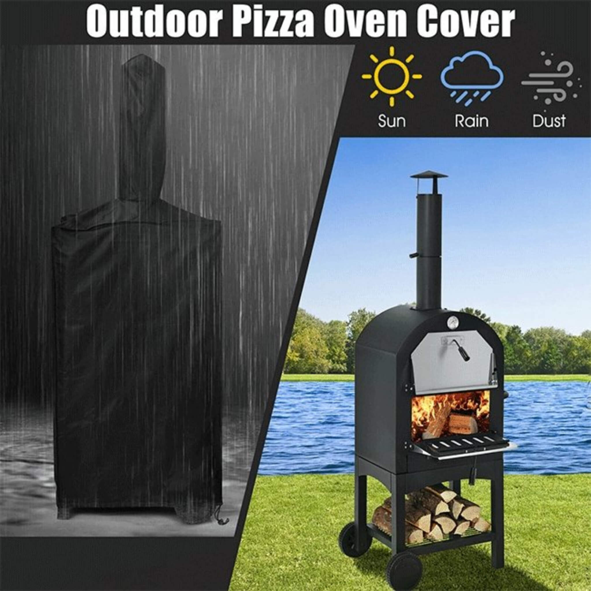Portable Outdoor Wood Fired Pizza Oven W/ Pizza Stone & Waterproof Cover (SAK82635)