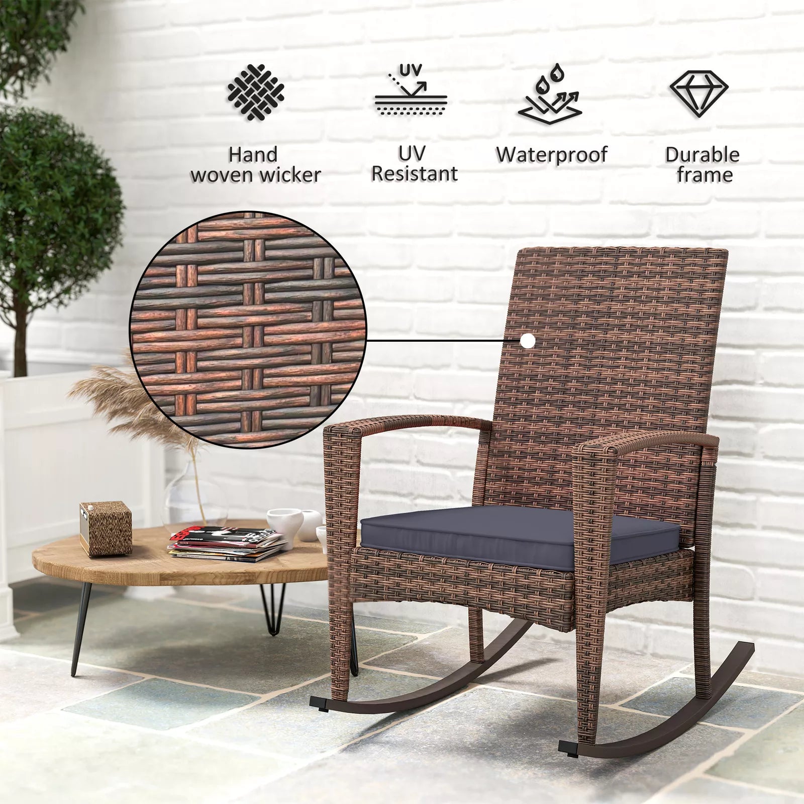 Higgins Rattan Outdoor Patio Rocking Chair