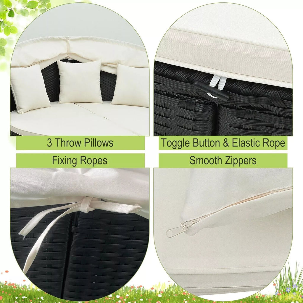 Kye Rattan Round Outdoor Garden Day Bed