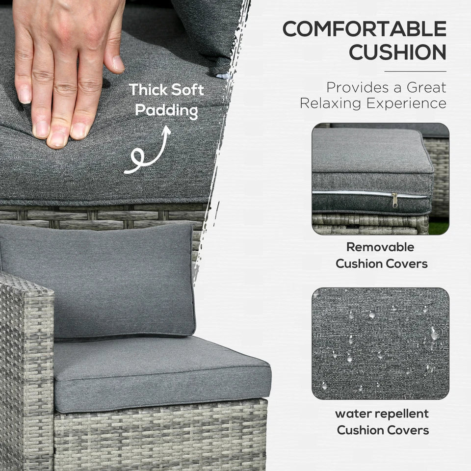 6 Piece Rattan Outdoor Patio Couch Set