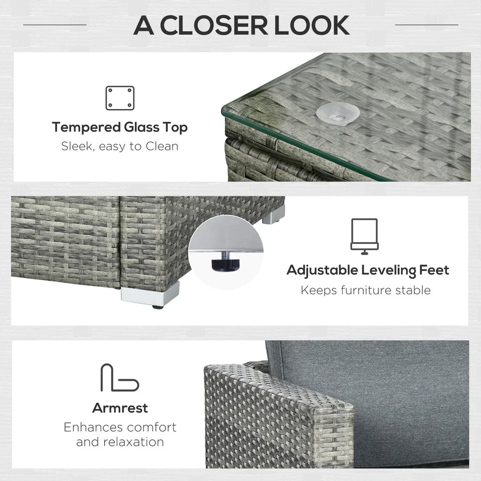 6 Piece Rattan Outdoor Patio Couch Set