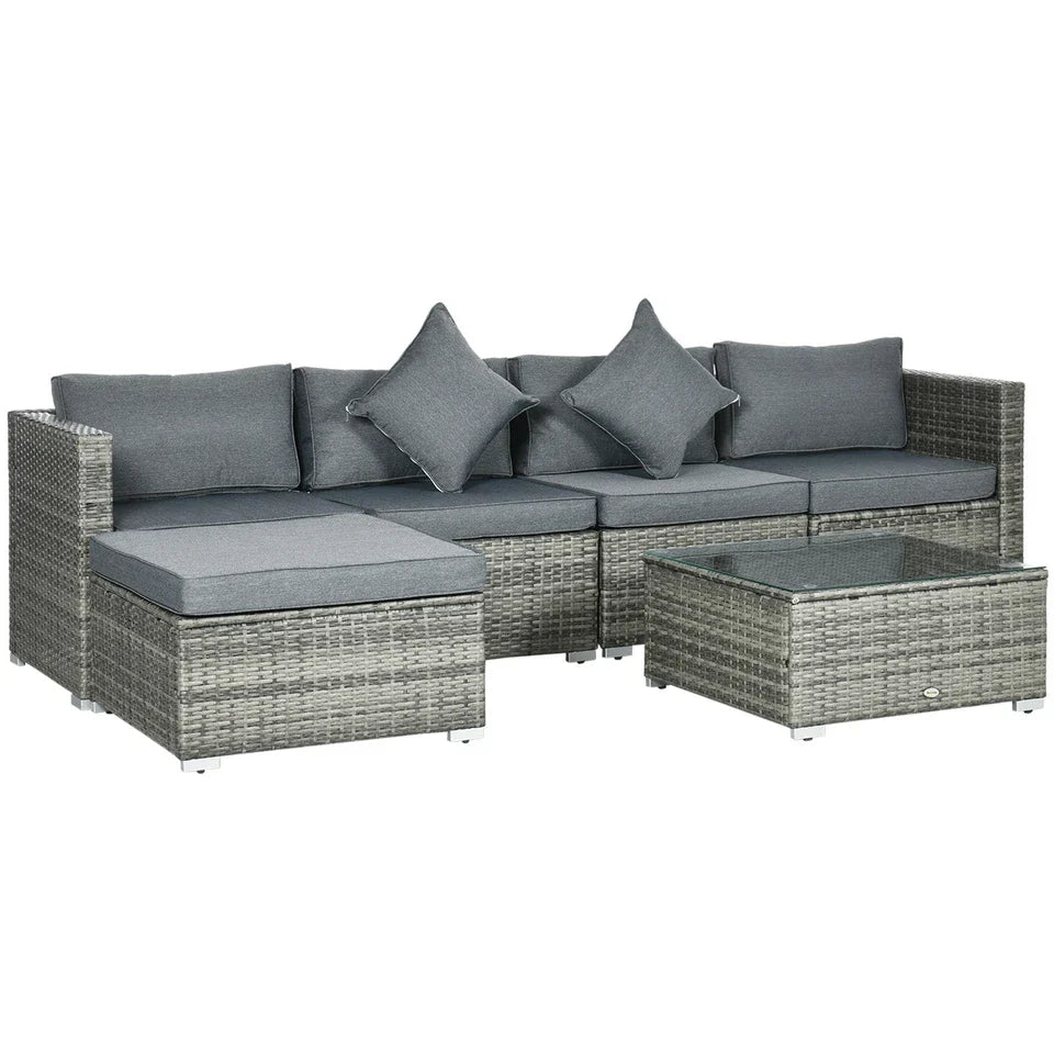 6 Piece Rattan Outdoor Patio Couch Set